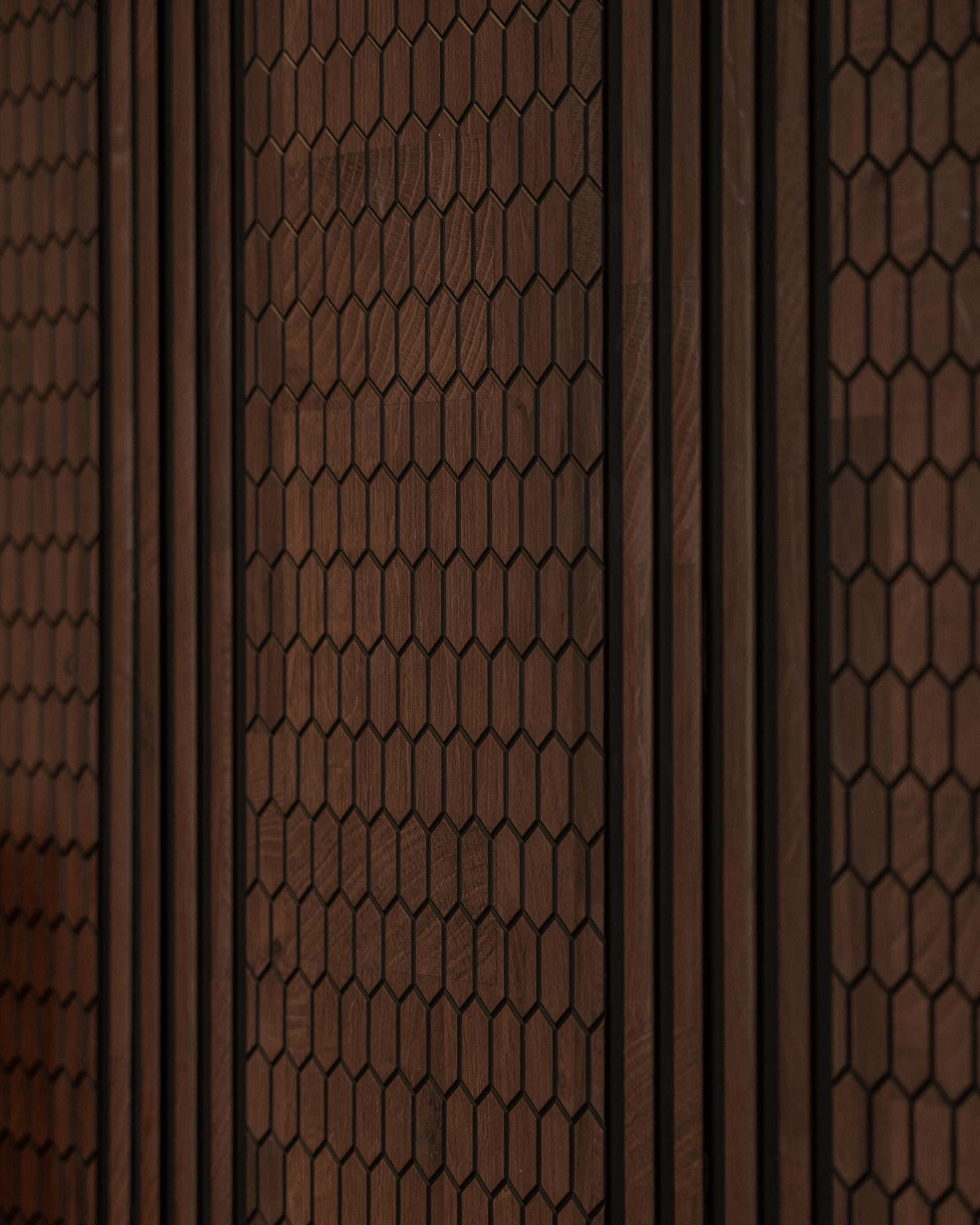 Hexagonal timber relief panelling
