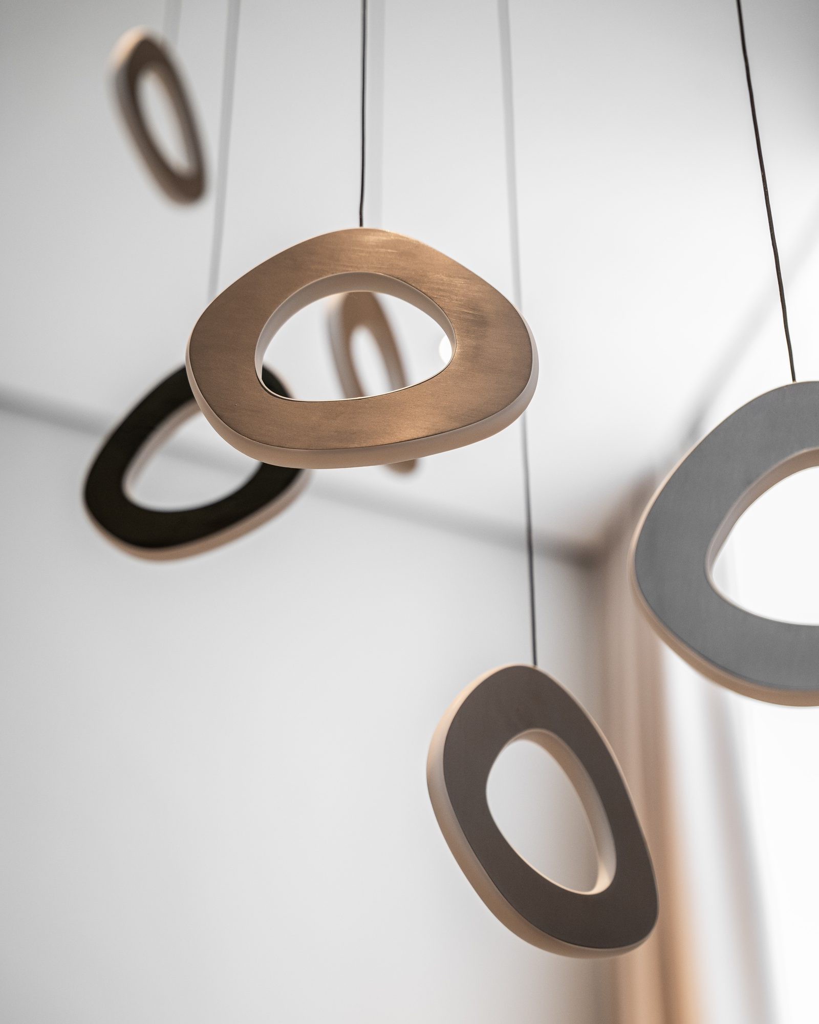 Bronze ring pendants of the living-room chandelier
